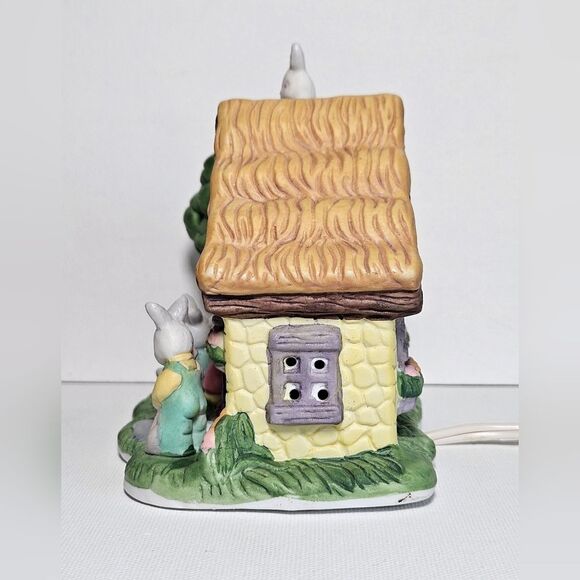 Lighted Porcelain Bunny Country Cottage Home Decor - Picture 5 of 11